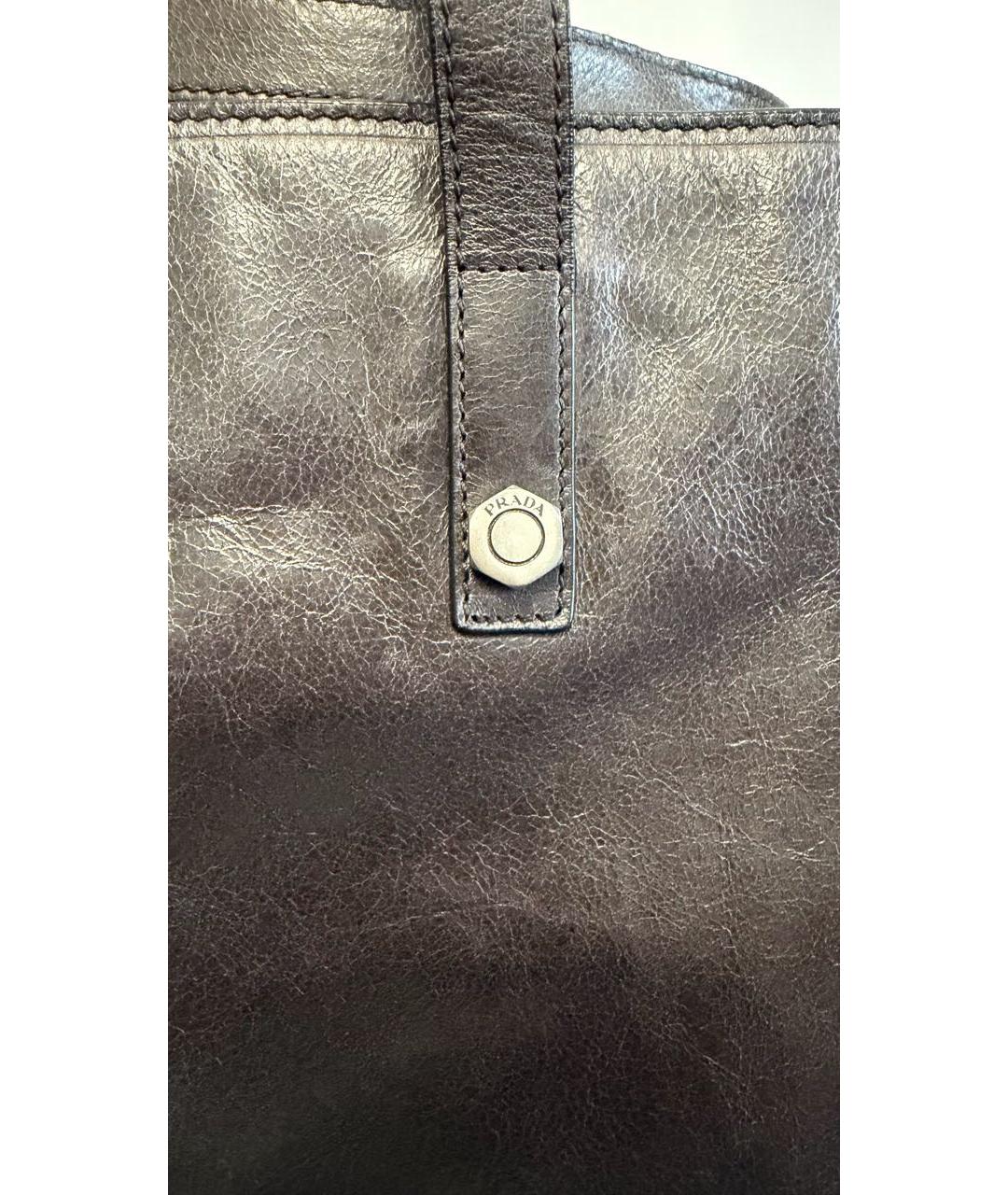 PRADA Коричневая кожаная сумка тоут, фото 5