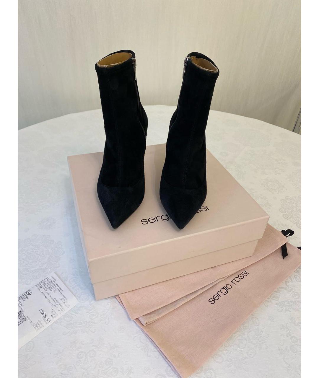 SERGIO ROSSI Черные замшевые ботильоны, фото 2