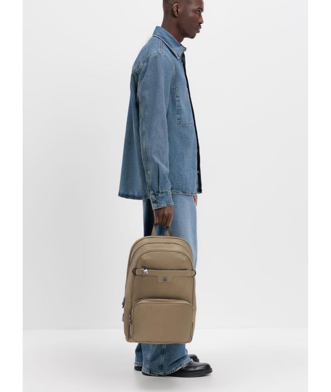 HUGO BOSS Бежевый тканевый рюкзак, фото 5
