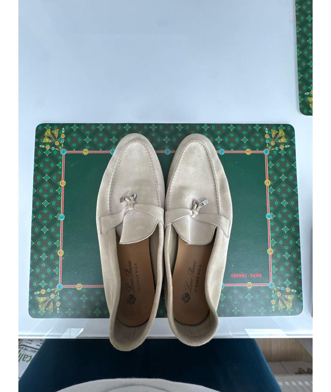 LORO PIANA Бежевые замшевые лоферы, фото 3