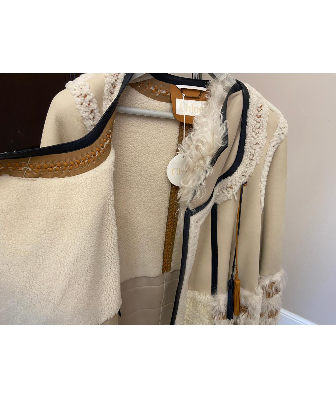 CHLOE Бежевая кожаная дубленка, фото 8