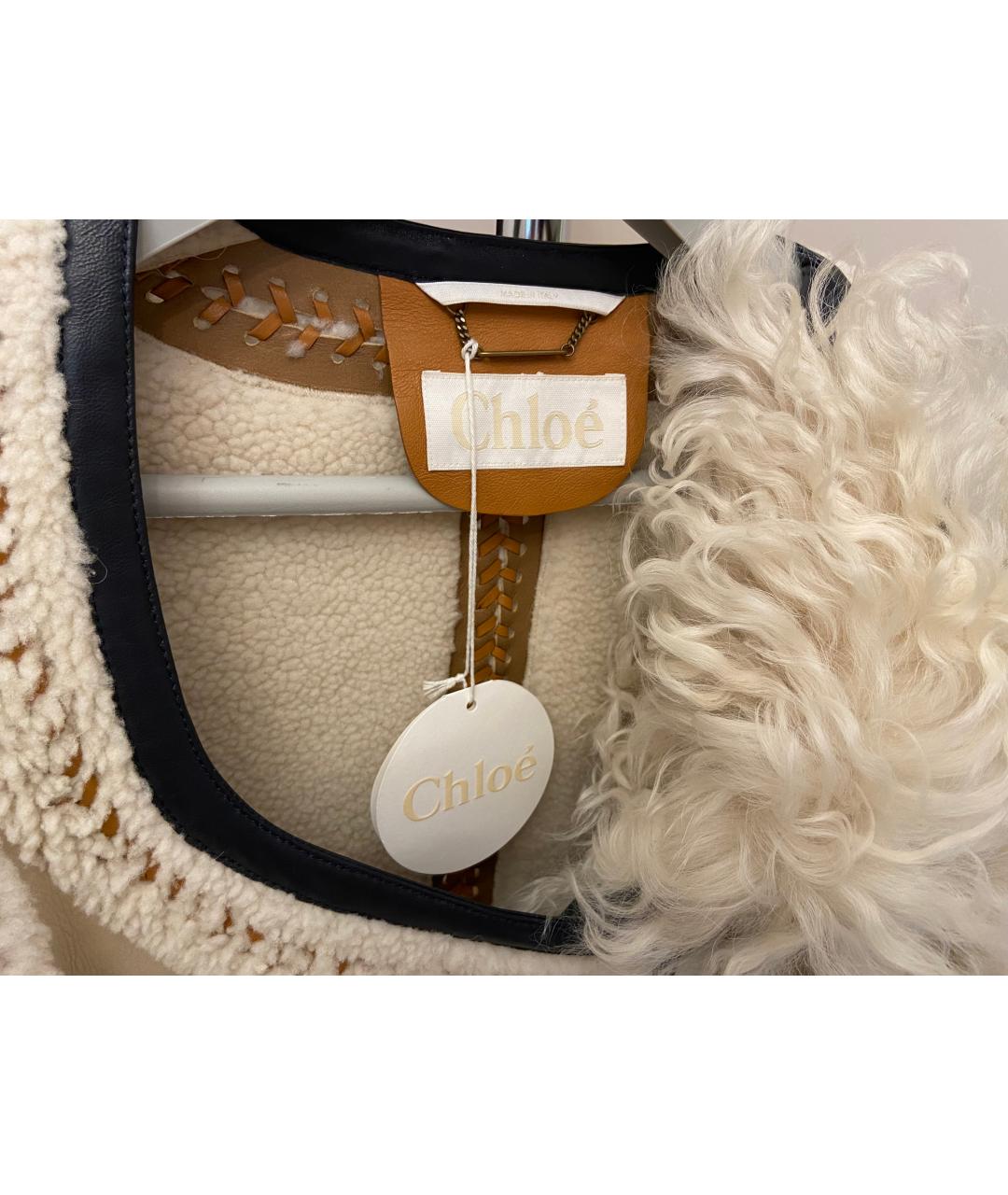 CHLOE Бежевая кожаная дубленка, фото 3