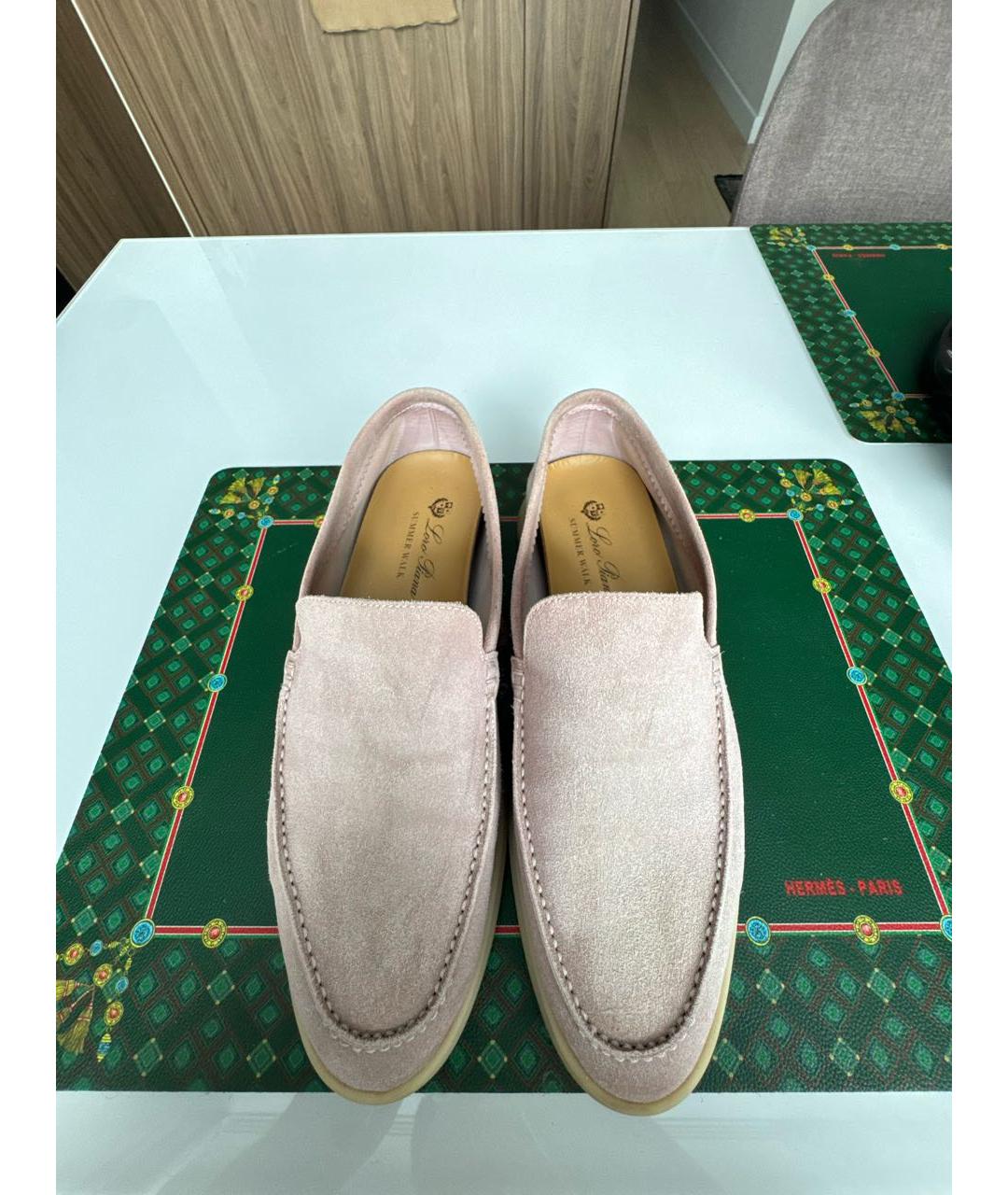 LORO PIANA Розовые замшевые лоферы, фото 2