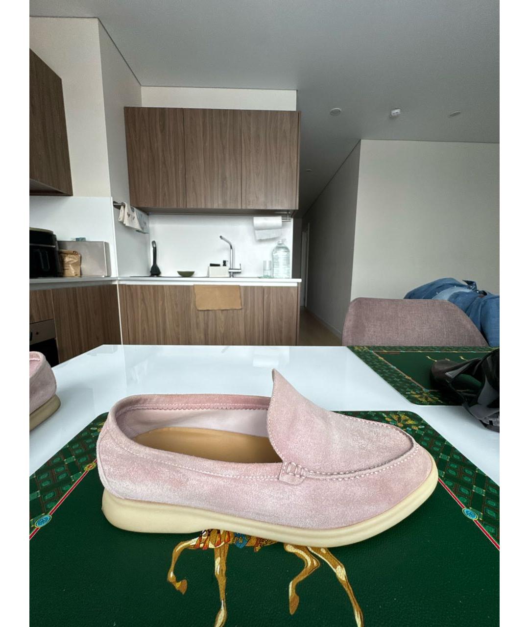LORO PIANA Розовые замшевые лоферы, фото 5