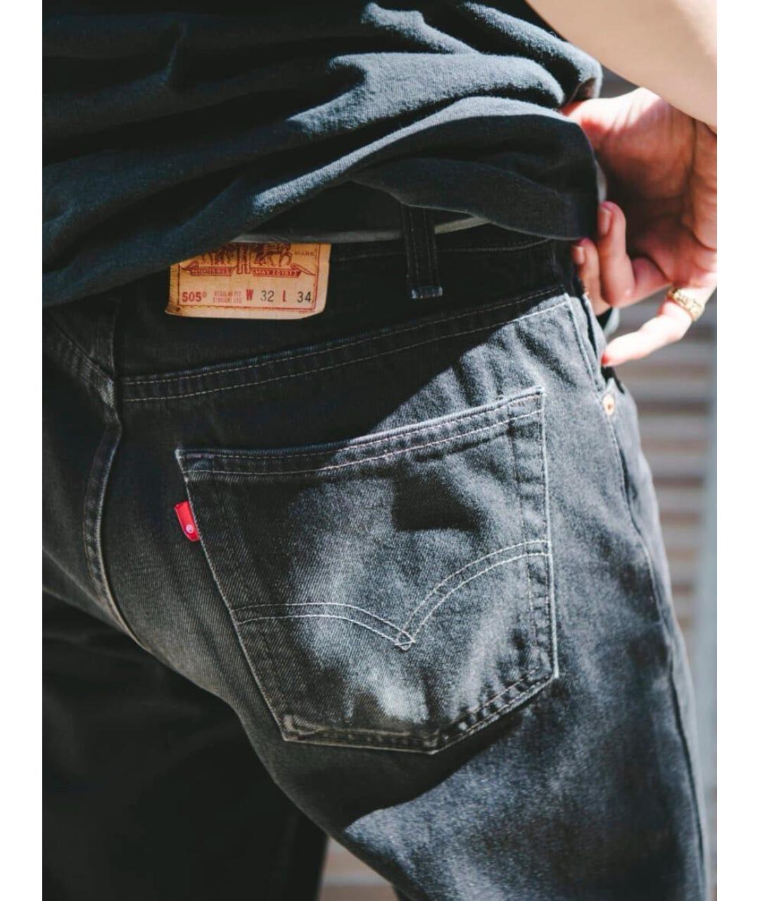 LEVI'S Черные хлопковые прямые джинсы, фото 5