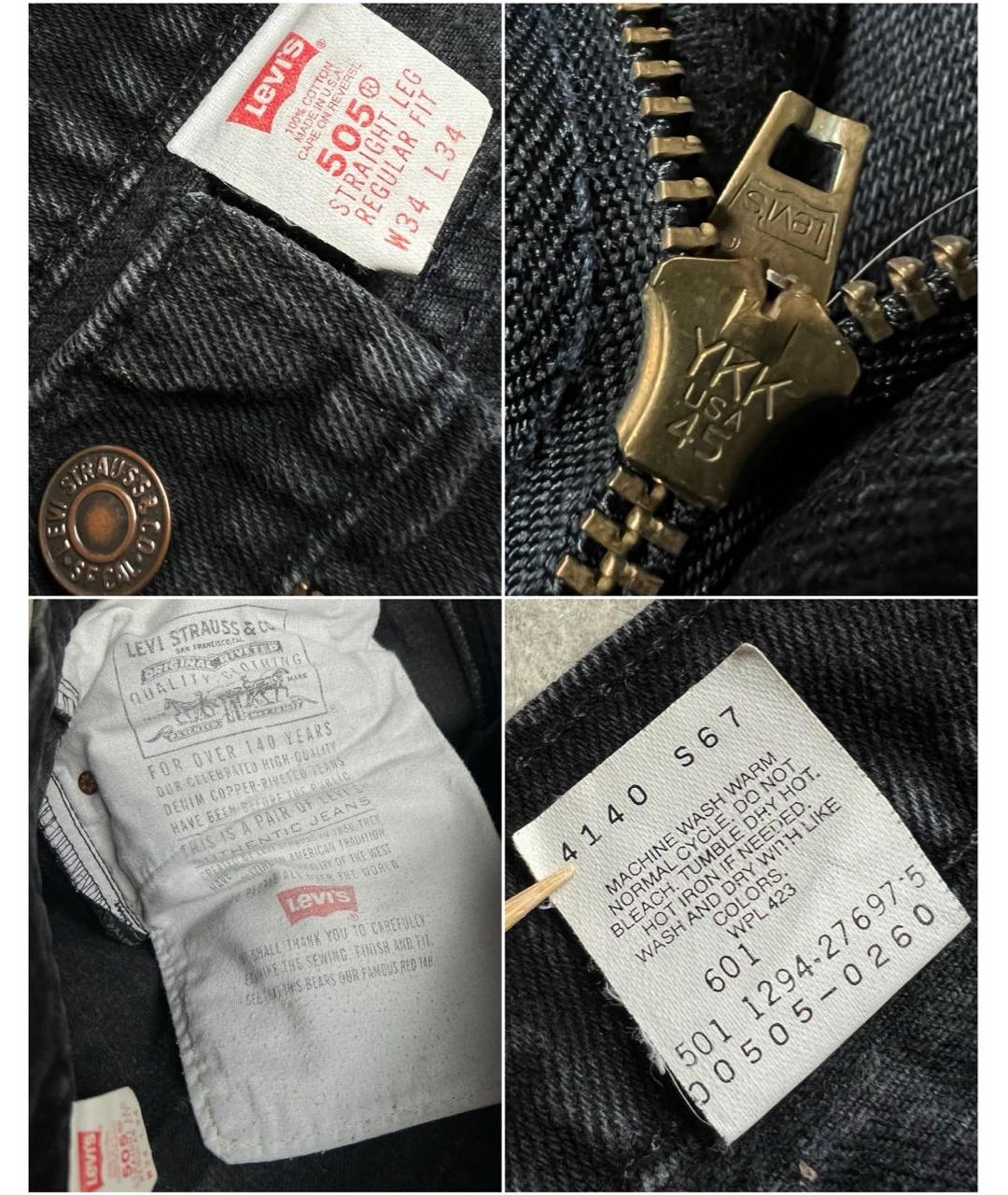 LEVI'S Черные хлопковые прямые джинсы, фото 6