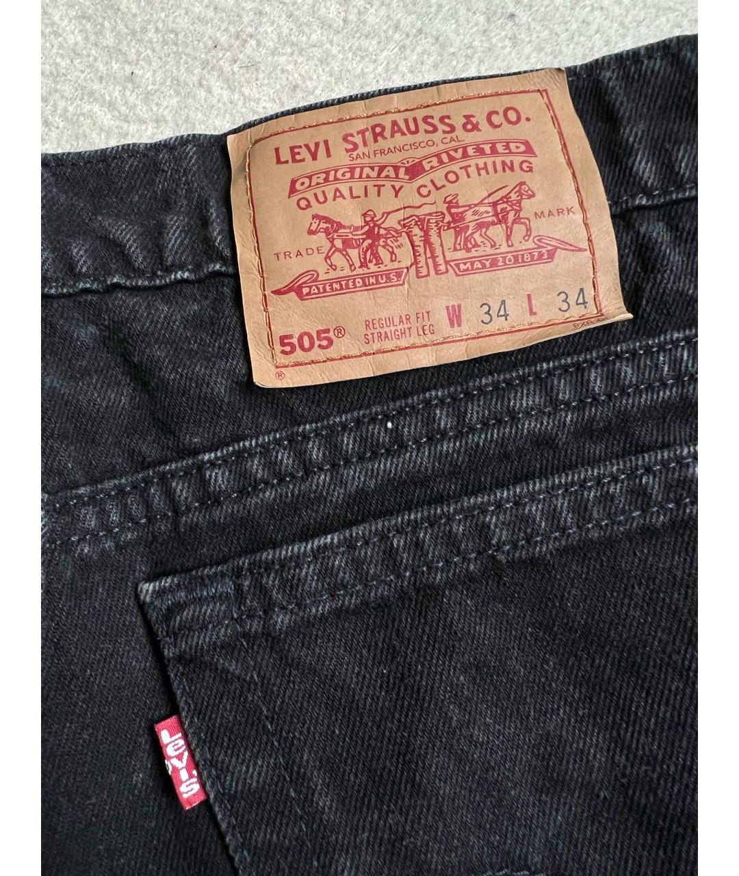 LEVI'S Черные хлопковые прямые джинсы, фото 7