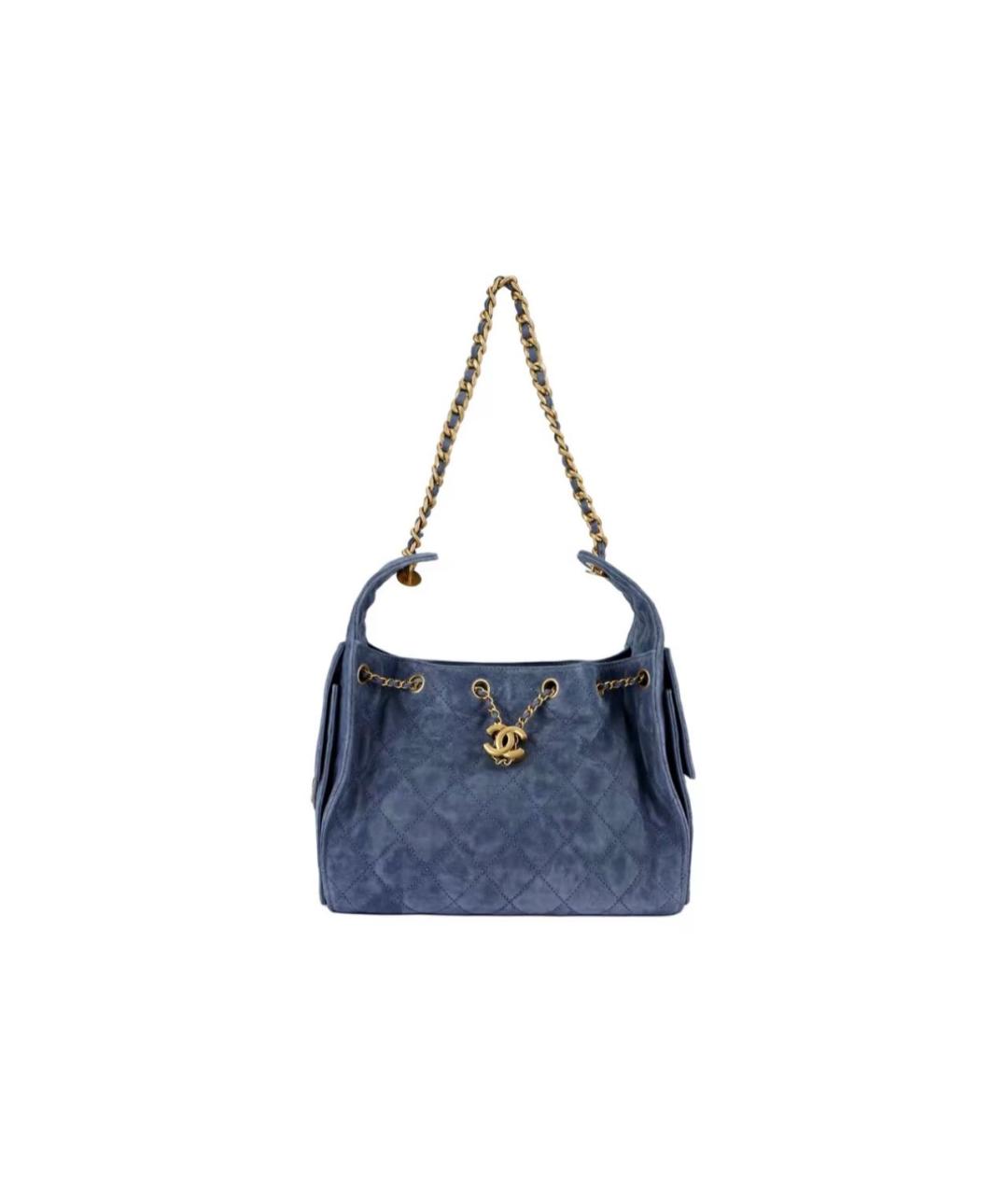 CHANEL Синяя замшевая сумка тоут, фото 1