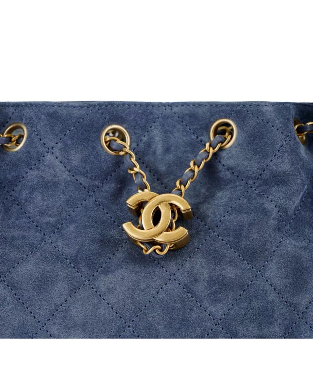 CHANEL Синяя замшевая сумка тоут, фото 5