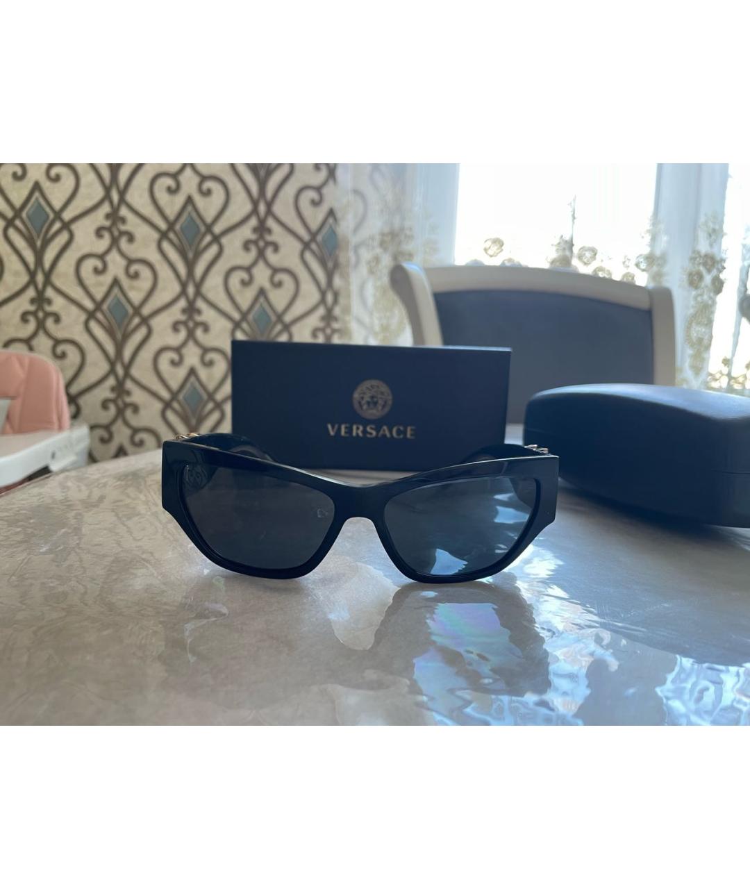 VERSACE Черные пластиковые солнцезащитные очки, фото 8