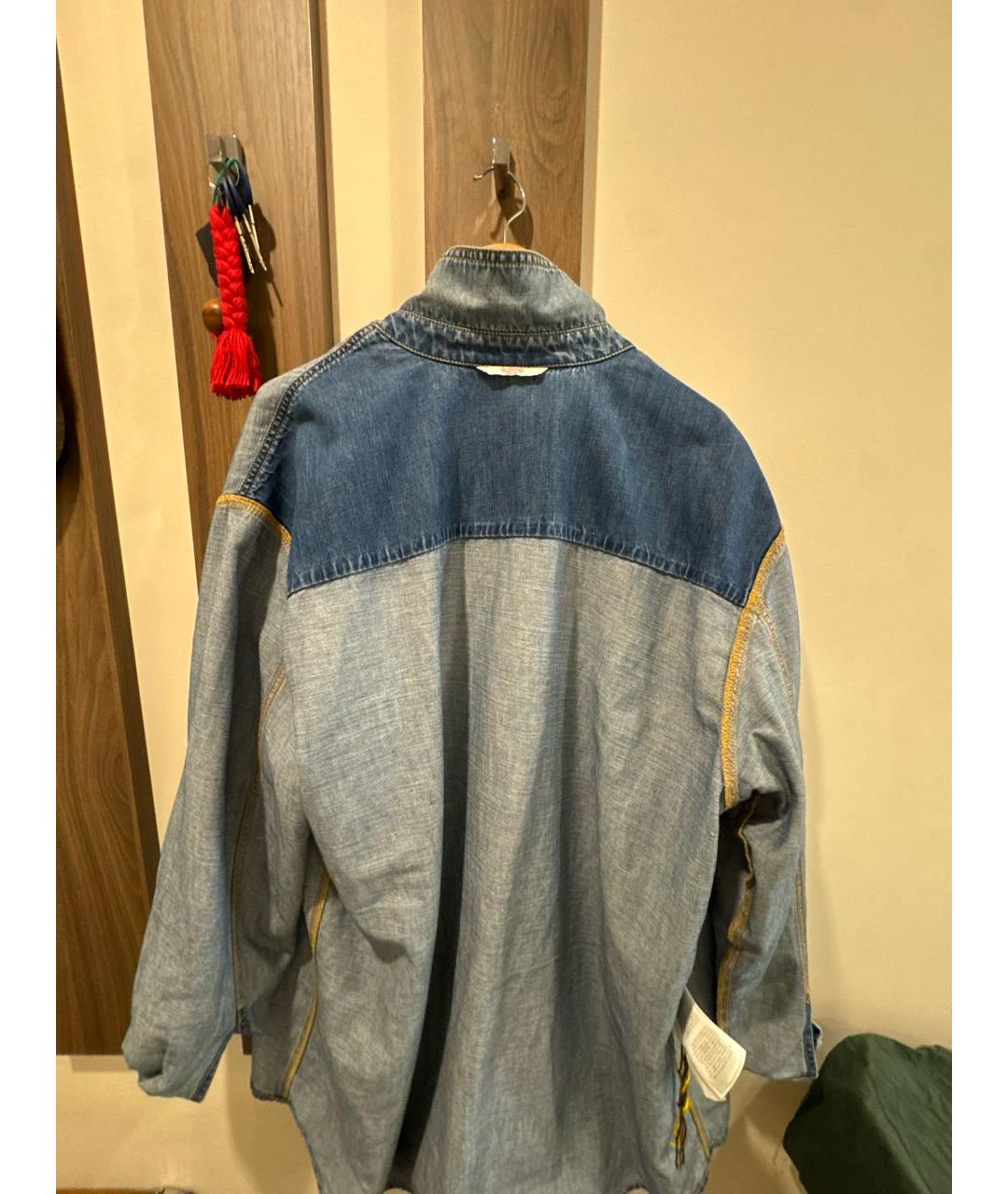 VALENTINO Голубая хлопковая кэжуал рубашка, фото 3