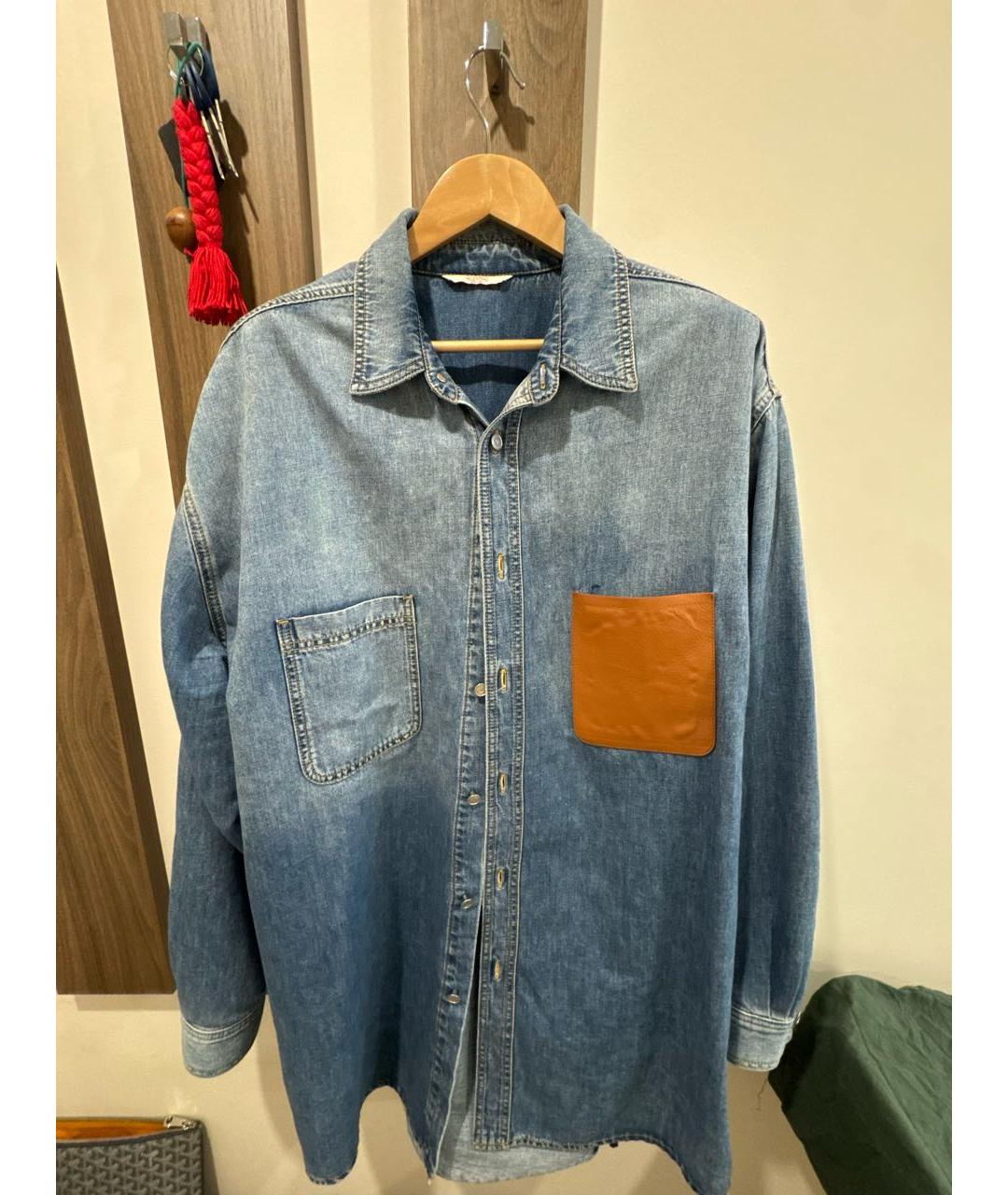 VALENTINO Голубая хлопковая кэжуал рубашка, фото 5