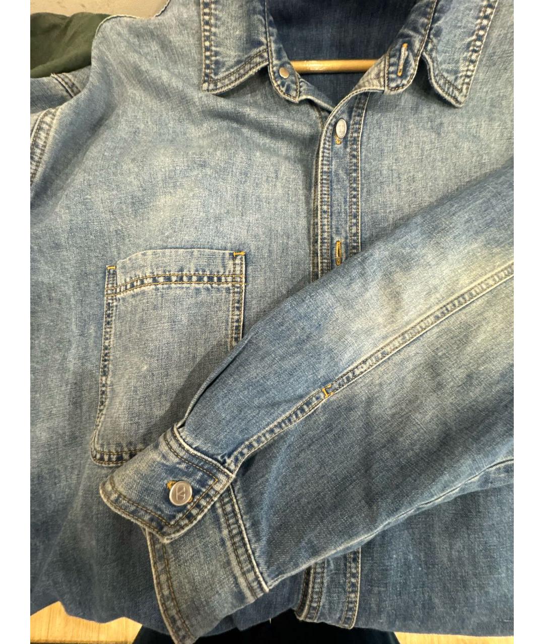 VALENTINO Голубая хлопковая кэжуал рубашка, фото 4