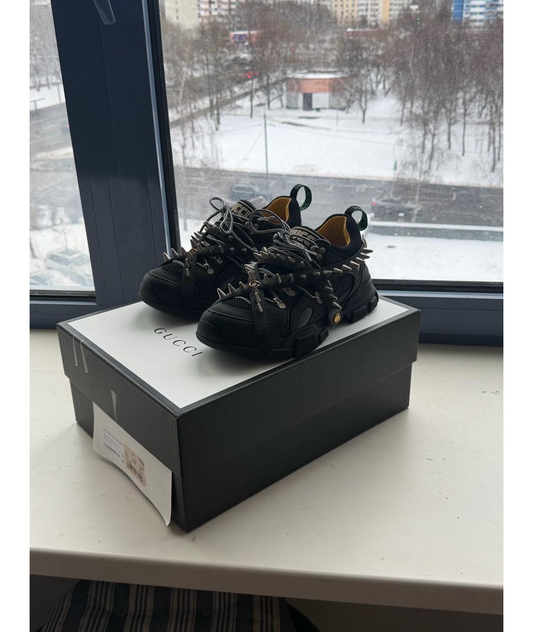 GUCCI Черные кожаные низкие кроссовки / кеды, фото 2