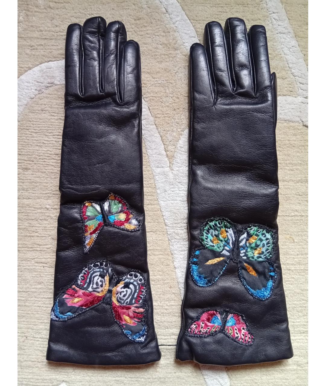 VALENTINO Черные кожаные перчатки, фото 6