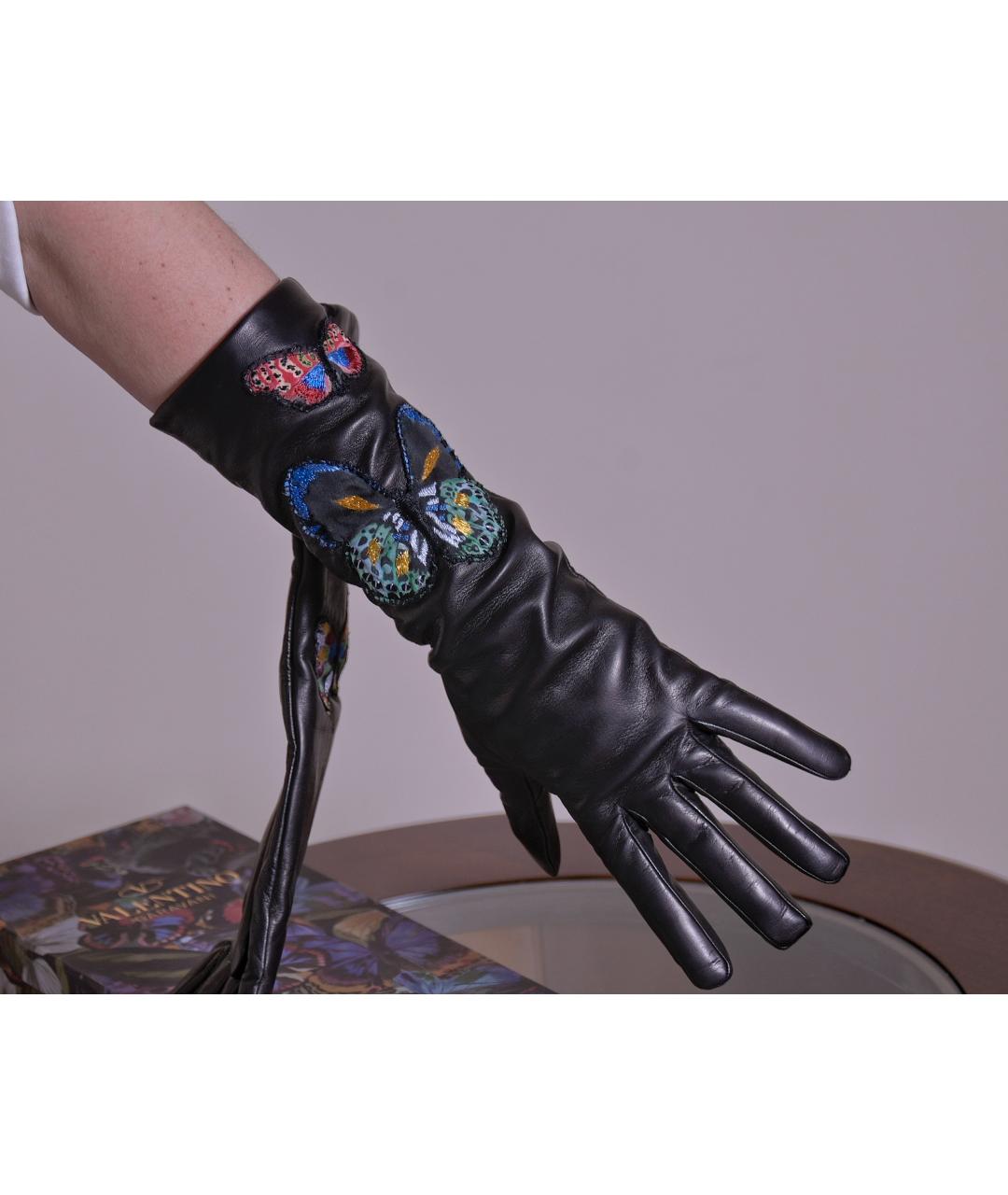 VALENTINO Черные кожаные перчатки, фото 5