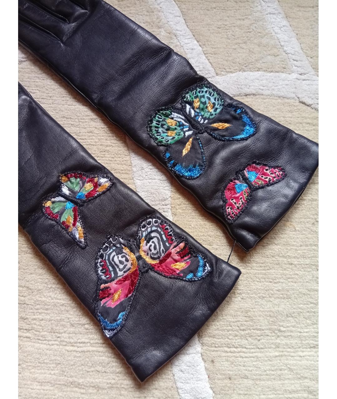 VALENTINO Черные кожаные перчатки, фото 3