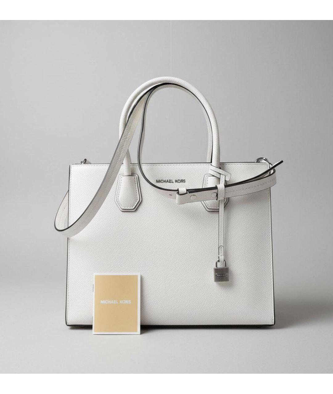 MICHAEL KORS Белая кожаная сумка с короткими ручками, фото 2