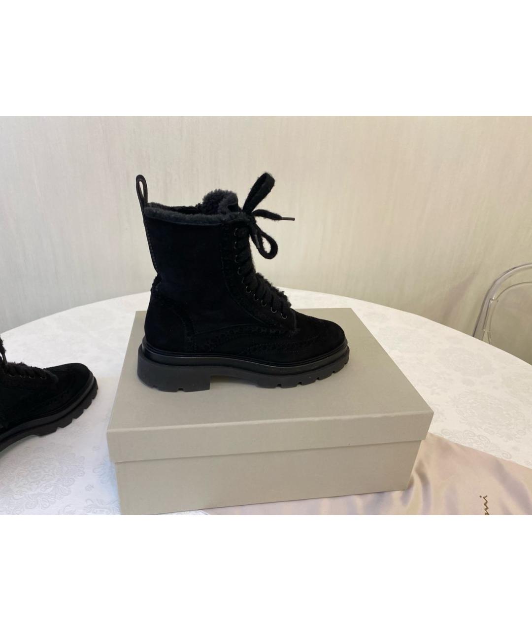 SANTONI Черные замшевые ботинки, фото 7