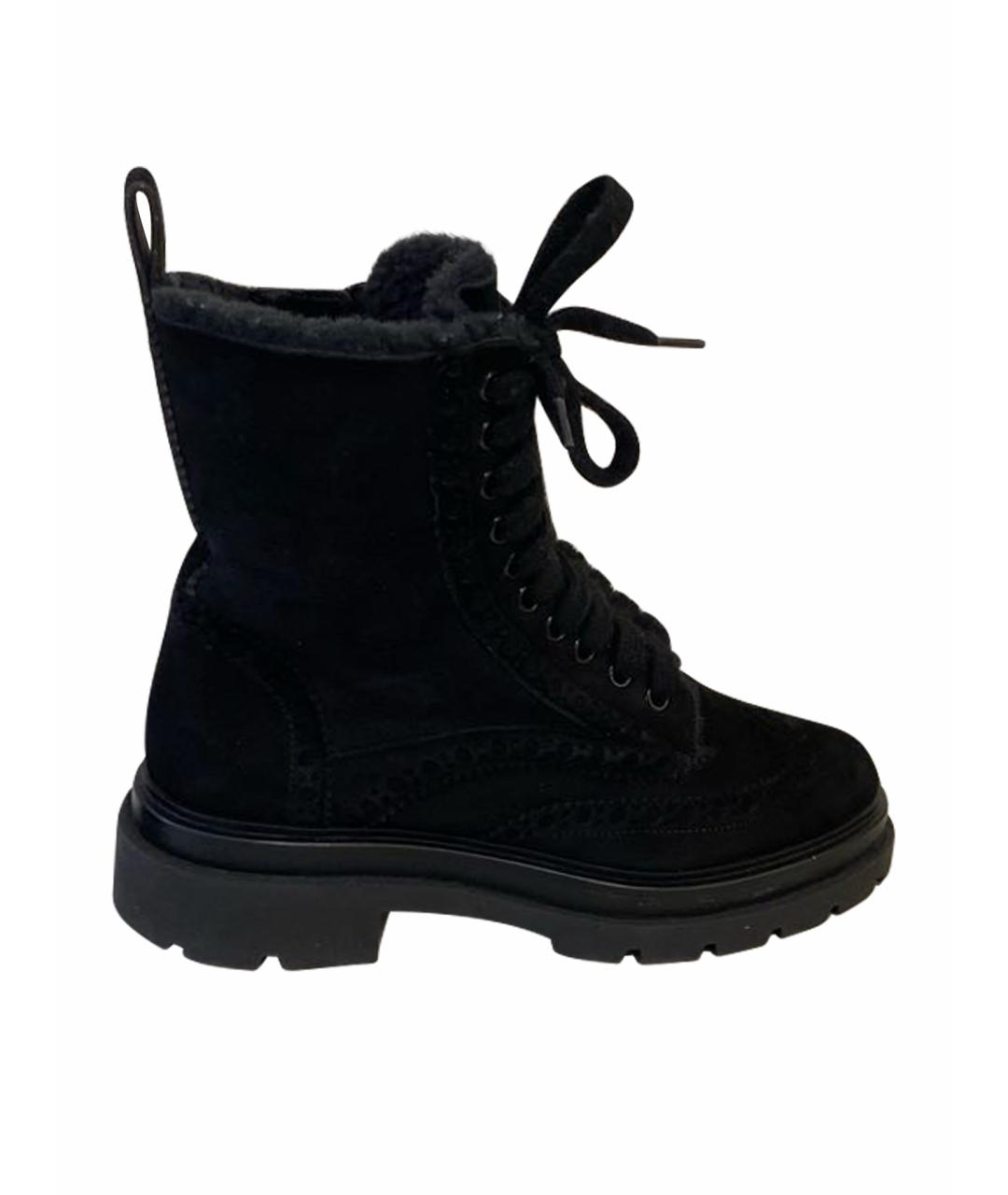 SANTONI Черные замшевые ботинки, фото 1