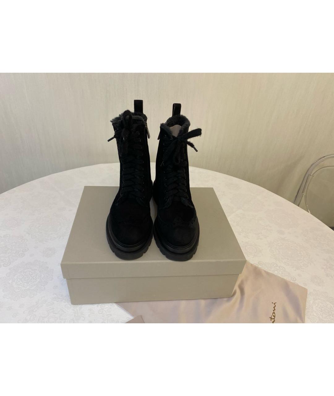 SANTONI Черные замшевые ботинки, фото 2