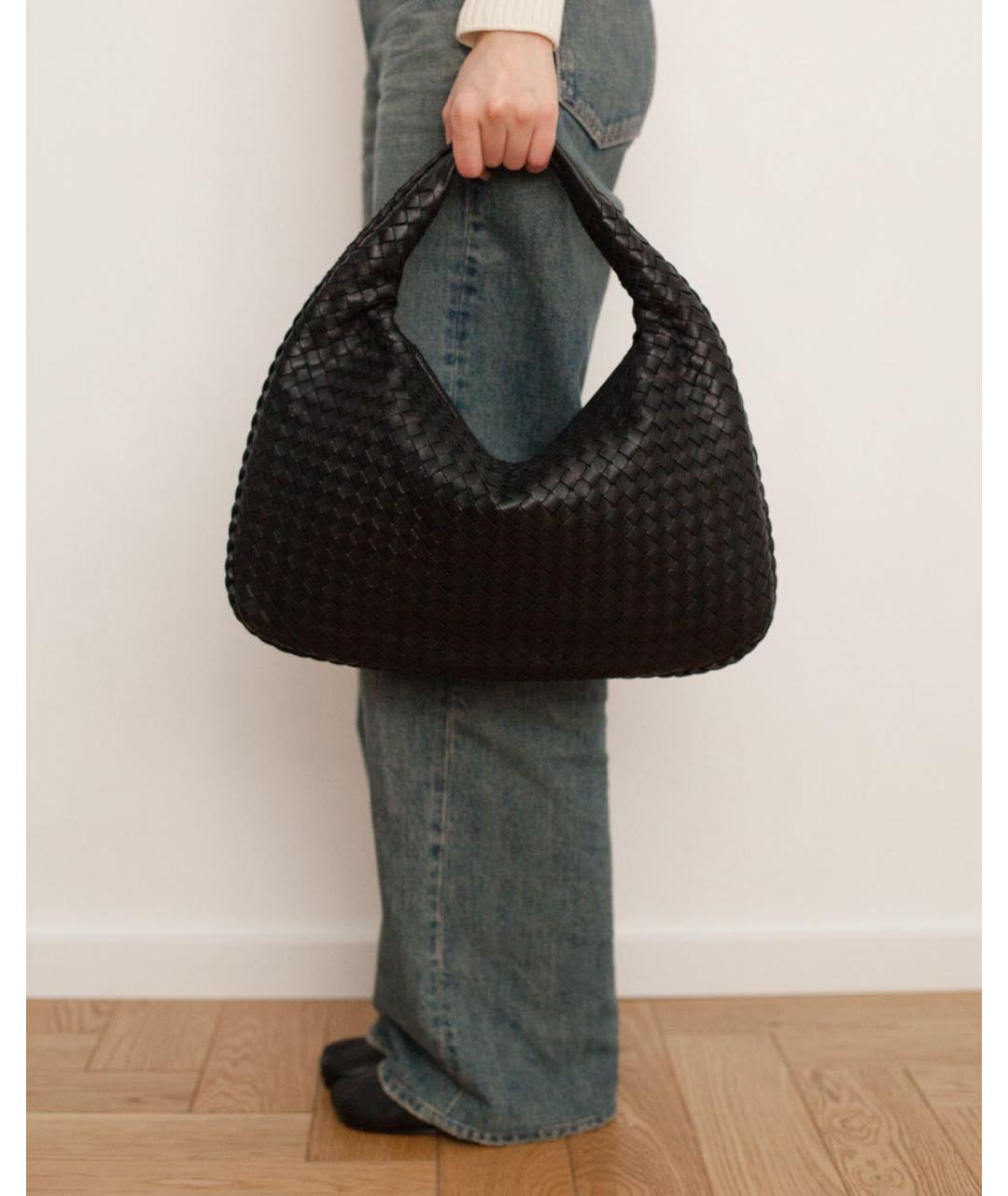 BOTTEGA VENETA Черная кожаная сумка с короткими ручками, фото 4