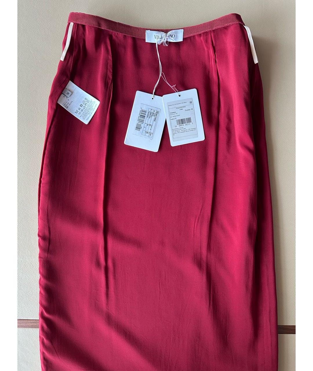 VALENTINO Бордовая вискозная юбка миди, фото 7