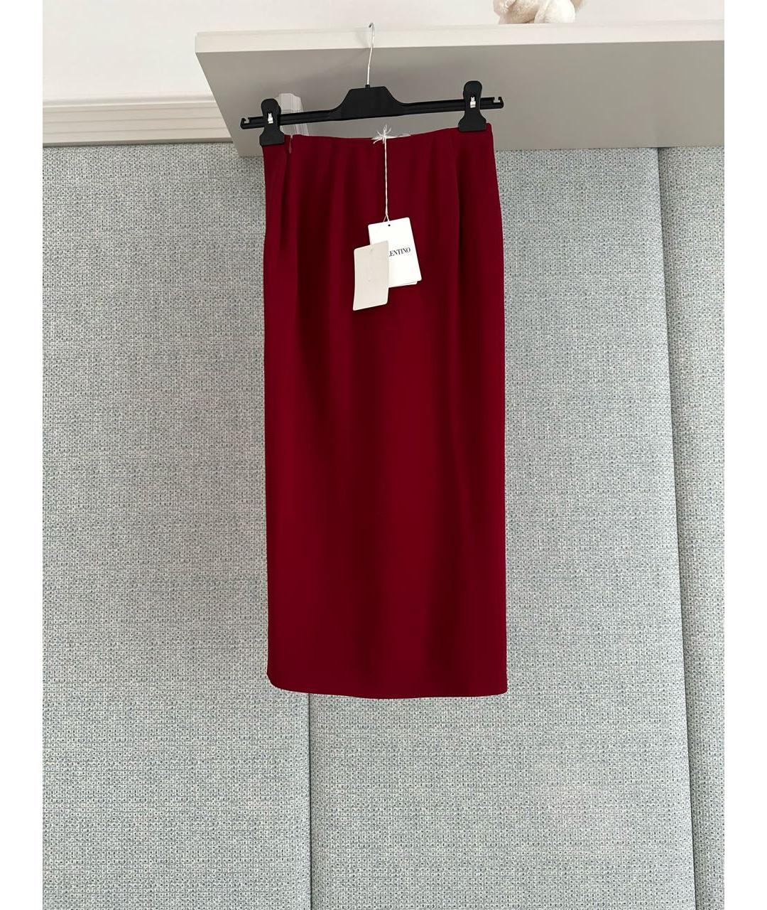 VALENTINO Бордовая вискозная юбка миди, фото 8