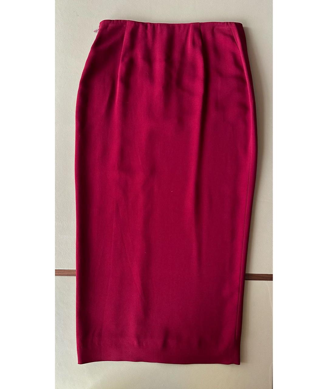 VALENTINO Бордовая вискозная юбка миди, фото 2
