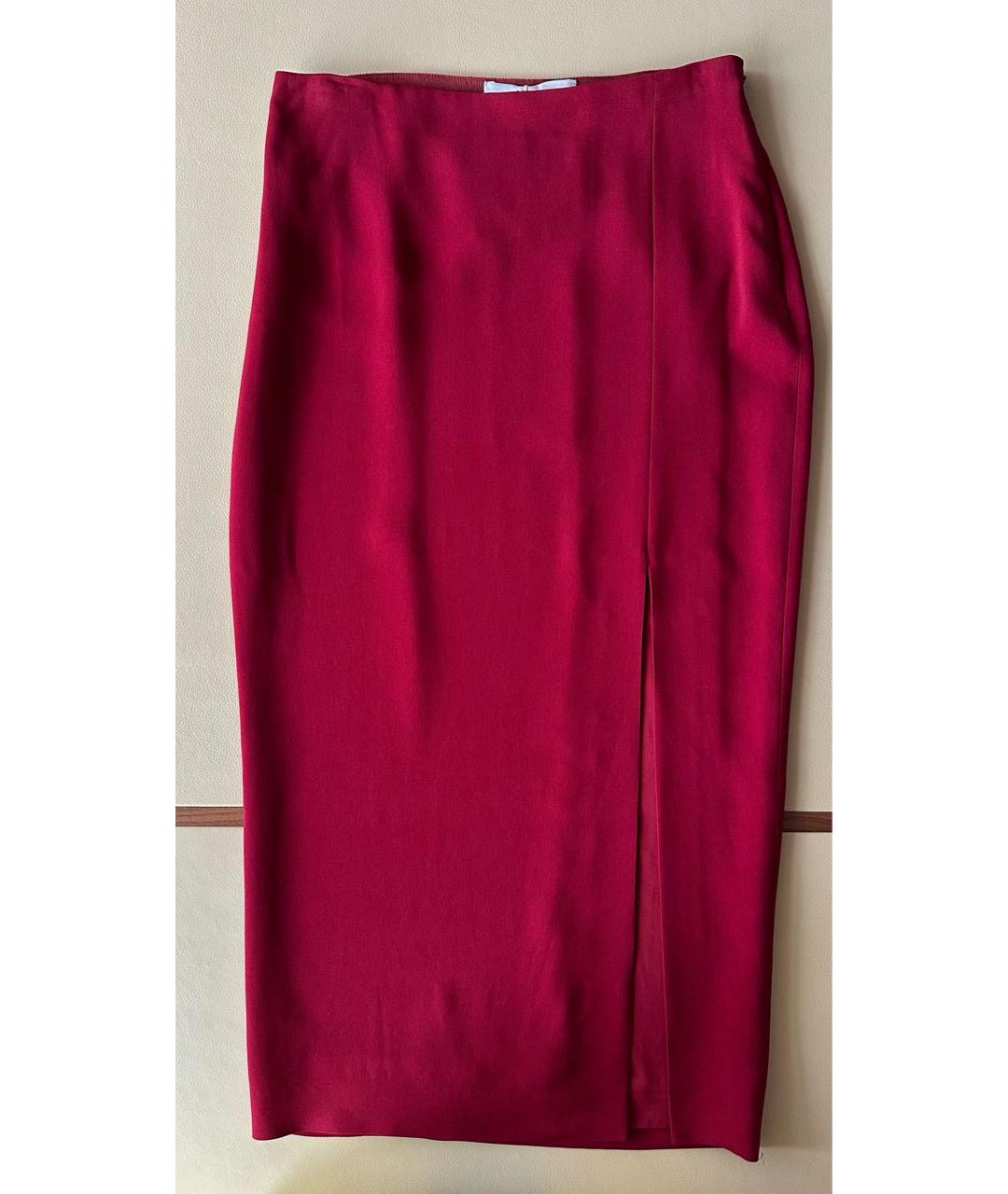 VALENTINO Бордовая вискозная юбка миди, фото 9