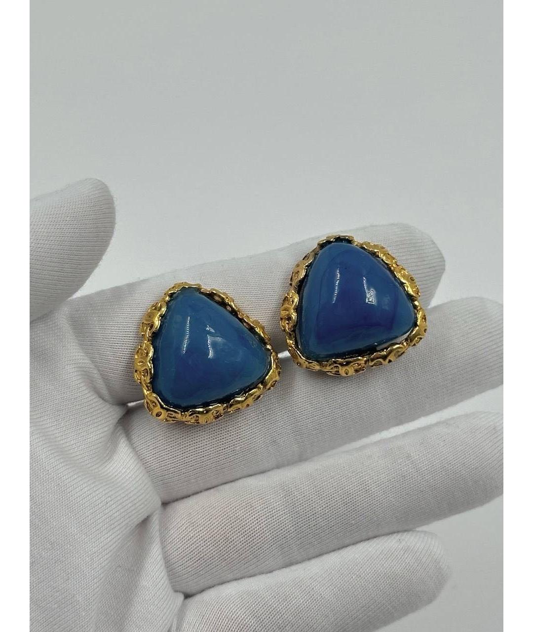 CHANEL Синие металлические клипсы, фото 4