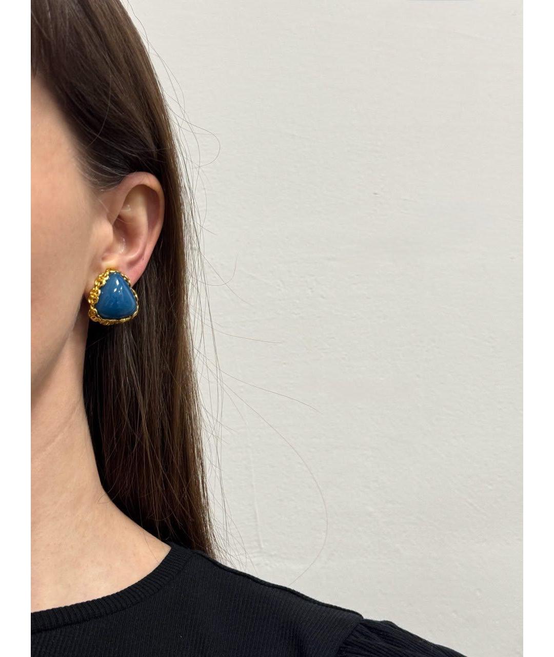 CHANEL Синие металлические клипсы, фото 7