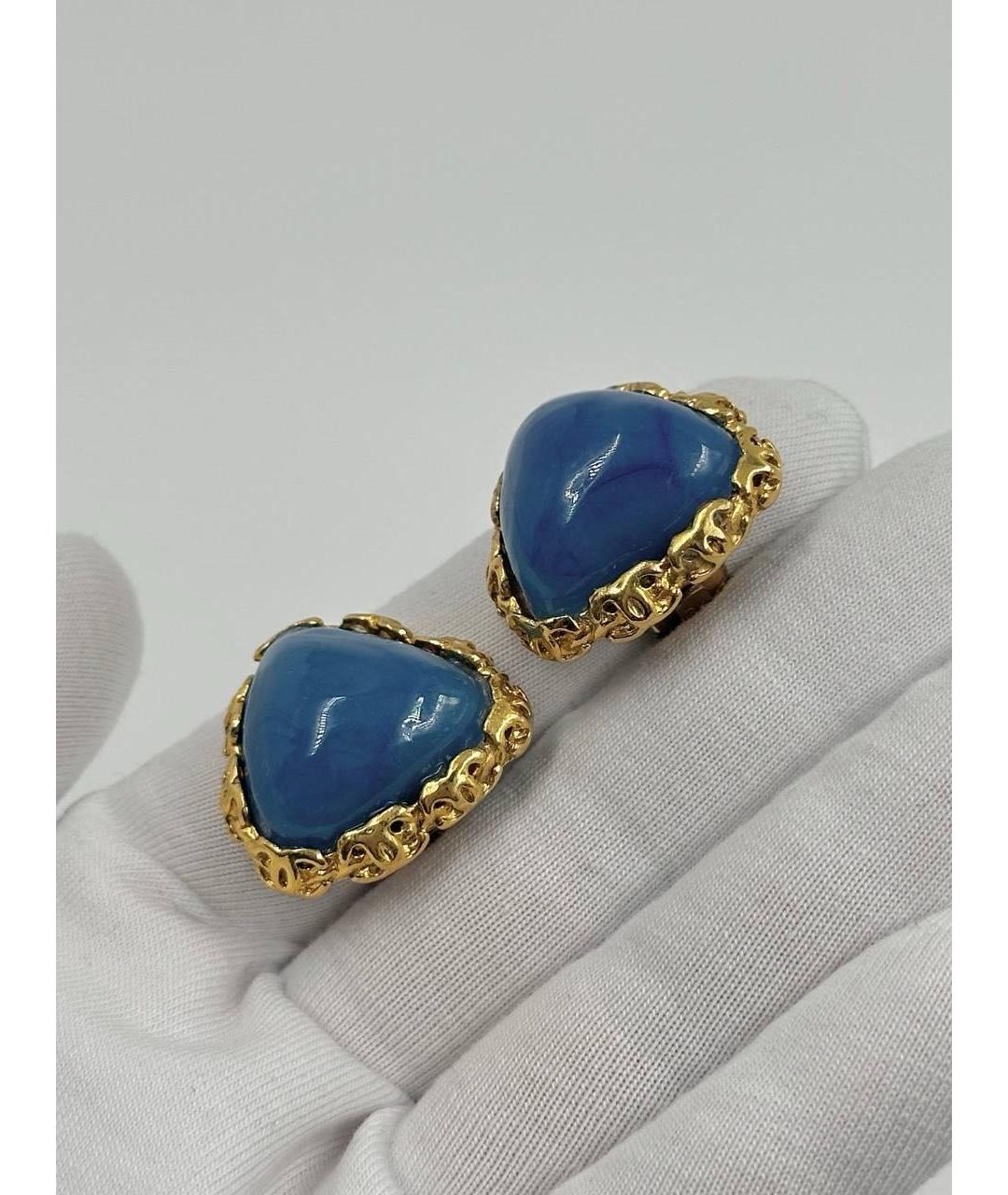 CHANEL Синие металлические клипсы, фото 6