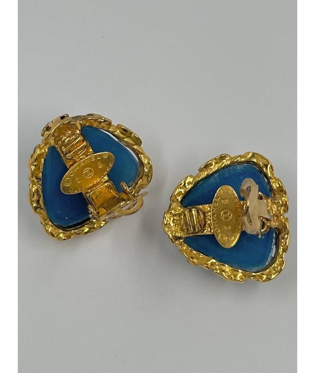 CHANEL Синие металлические клипсы, фото 3