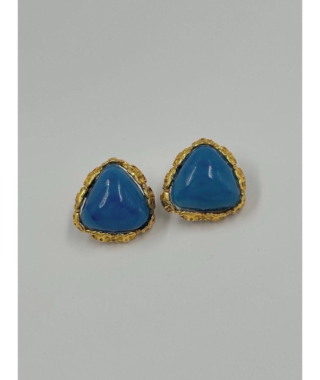 CHANEL Синие металлические клипсы, фото 8