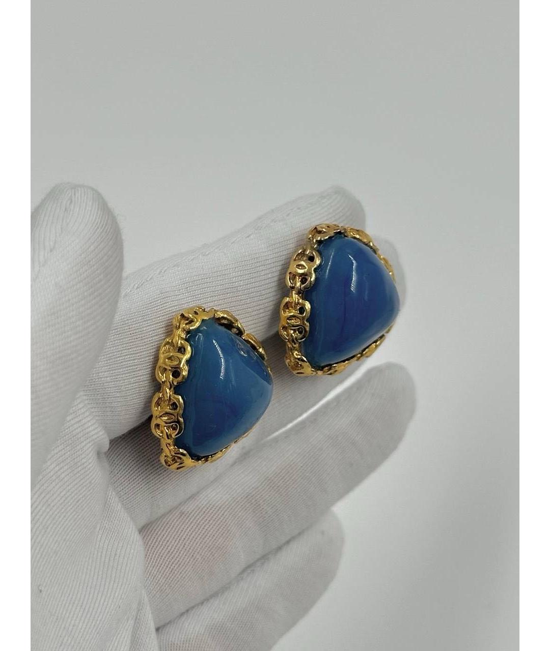 CHANEL Синие металлические клипсы, фото 5