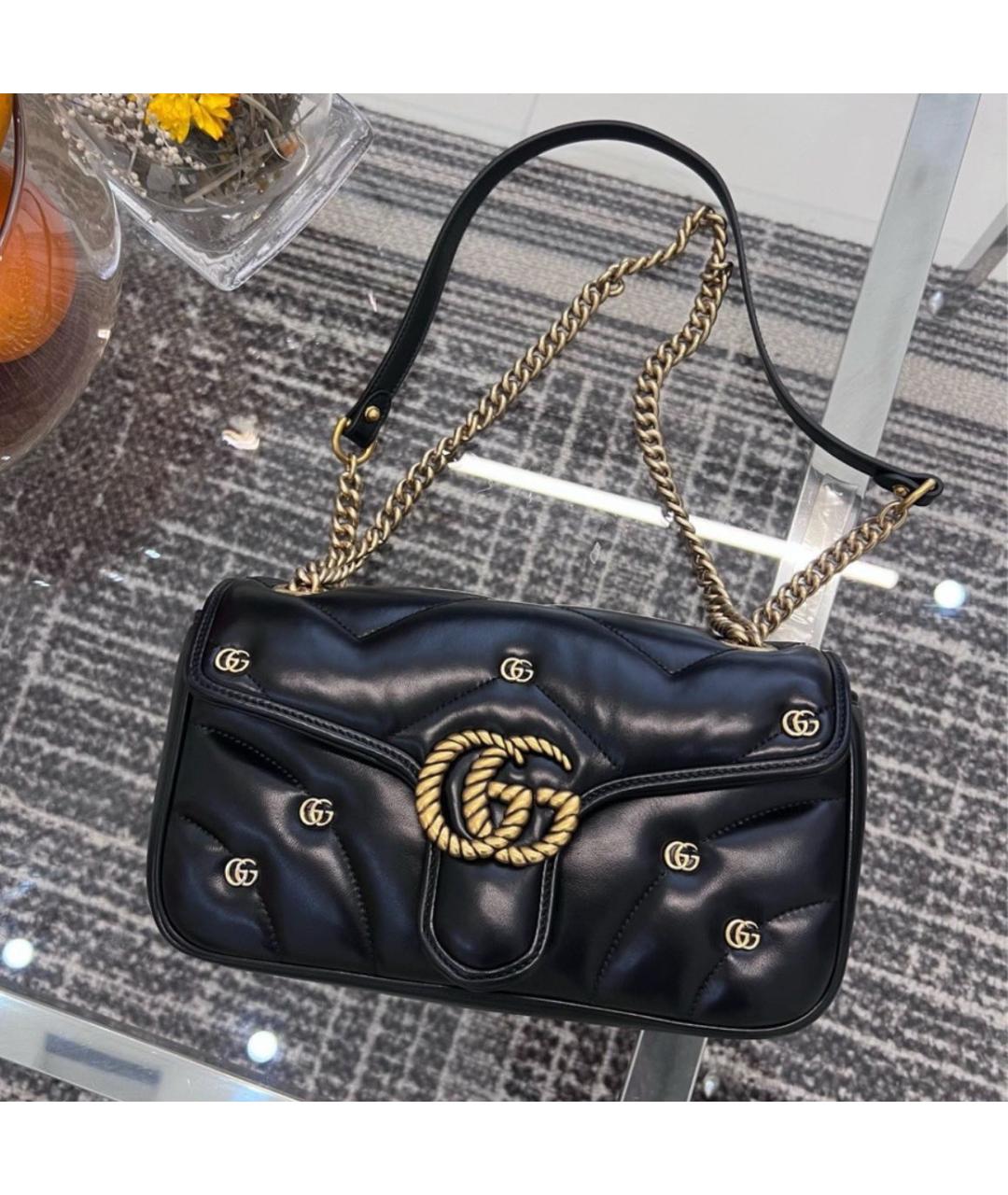 GUCCI Черная кожаная сумка через плечо, фото 2