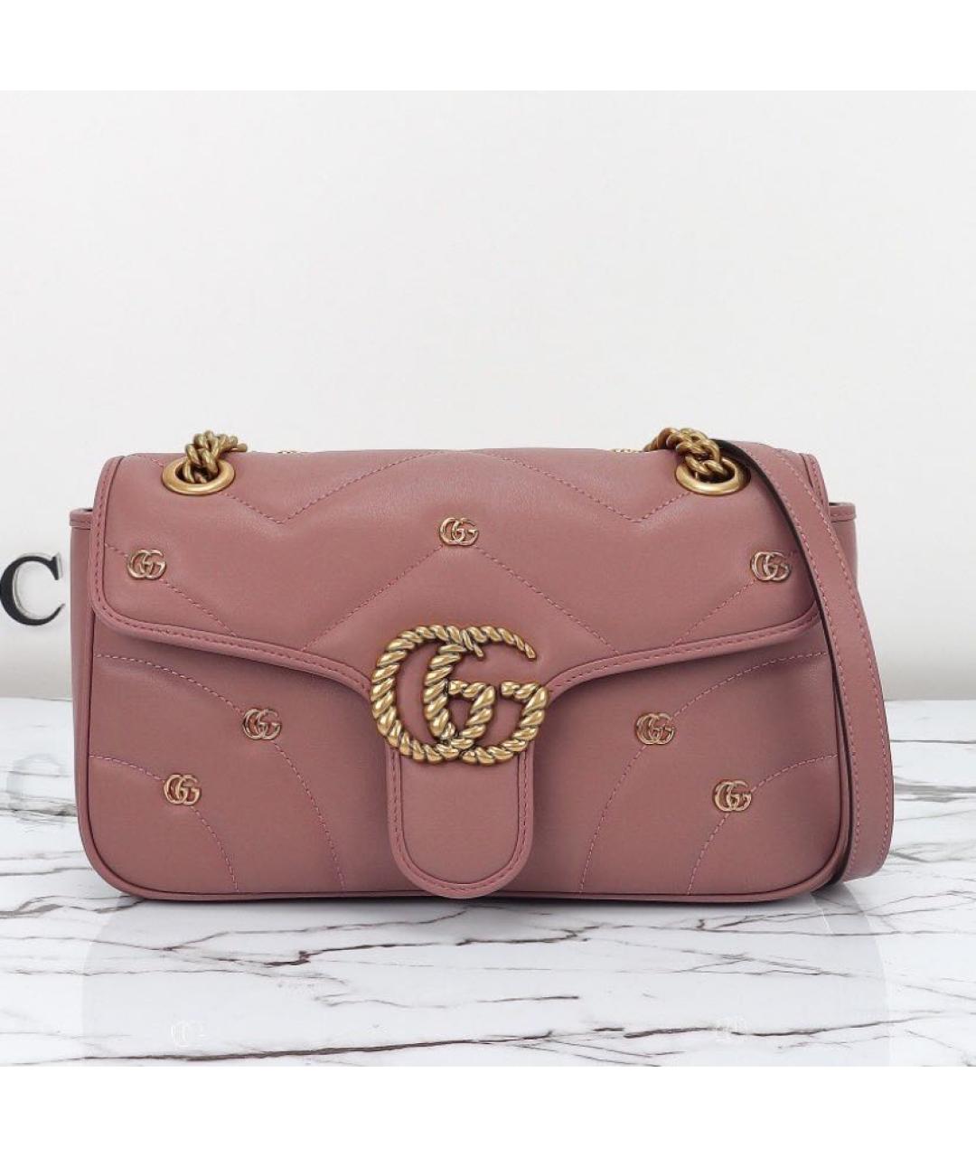 GUCCI Розовая кожаная сумка через плечо, фото 2