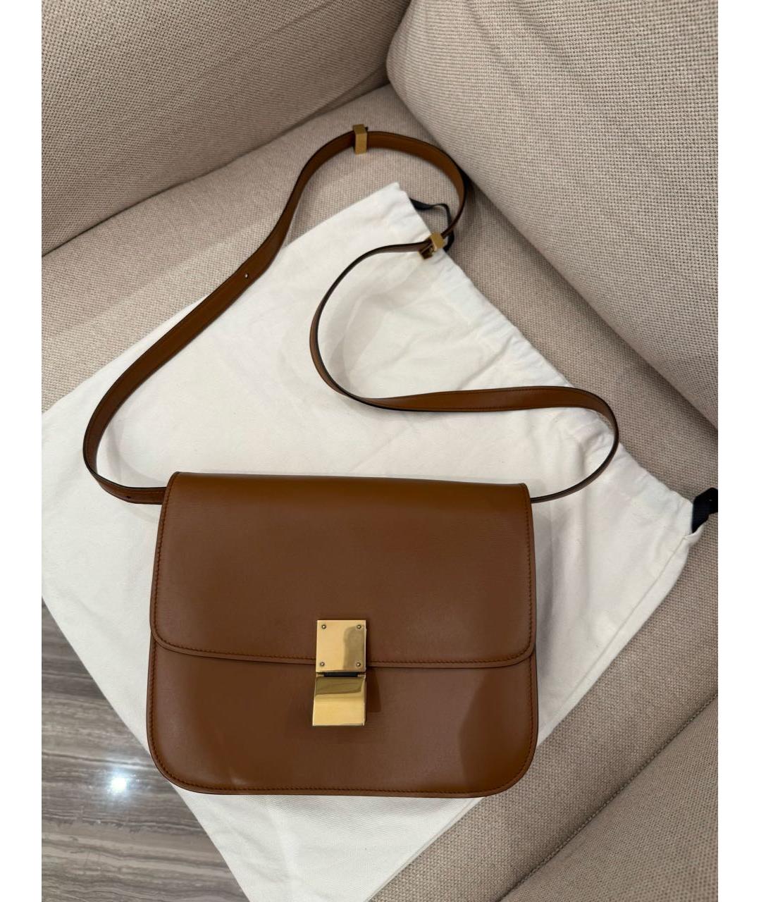 CELINE Коричневая кожаная сумка через плечо, фото 2