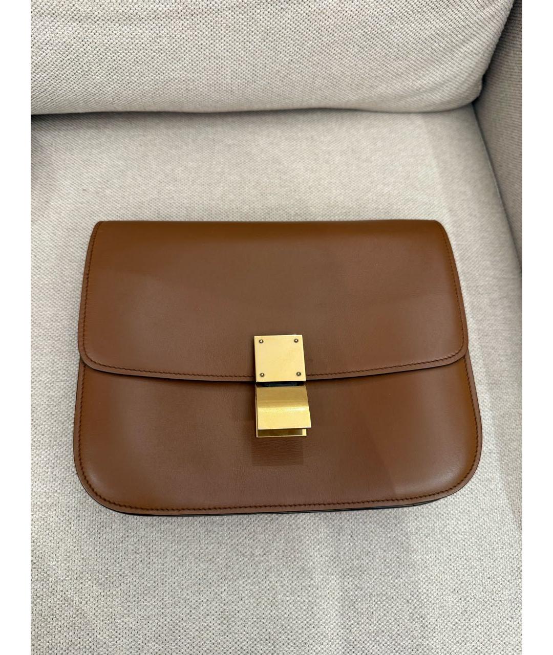 CELINE Коричневая кожаная сумка через плечо, фото 4