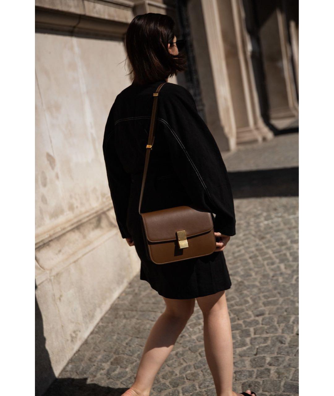 CELINE Коричневая кожаная сумка через плечо, фото 8