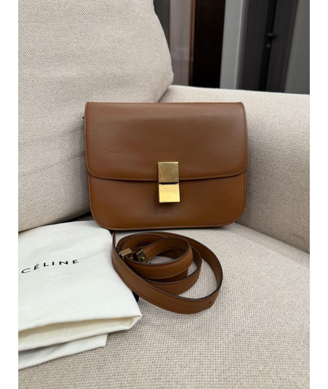 CELINE Коричневая кожаная сумка через плечо, фото 3