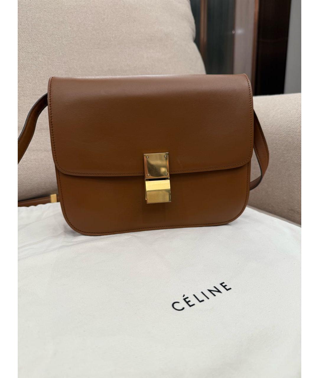 CELINE Коричневая кожаная сумка через плечо, фото 7