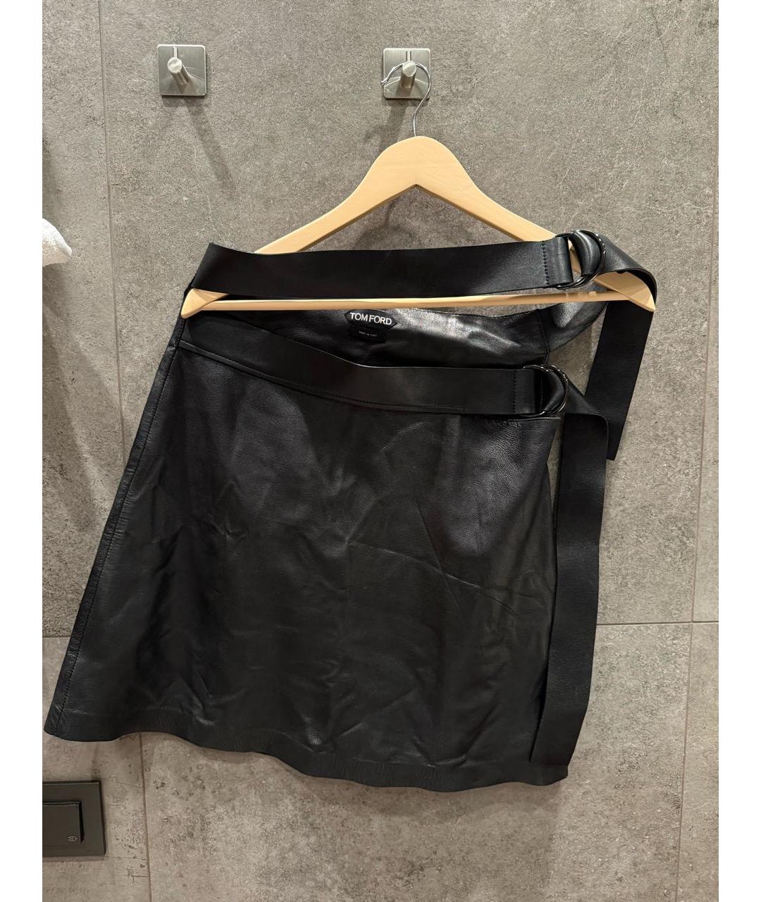 TOM FORD Хаки кожаная юбка мини, фото 5