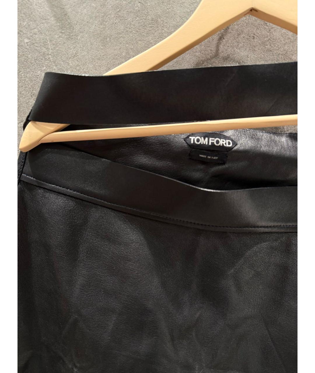 TOM FORD Хаки кожаная юбка мини, фото 3