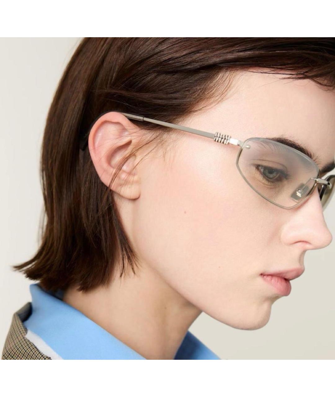 MIU MIU Серебряные металлические солнцезащитные очки, фото 4