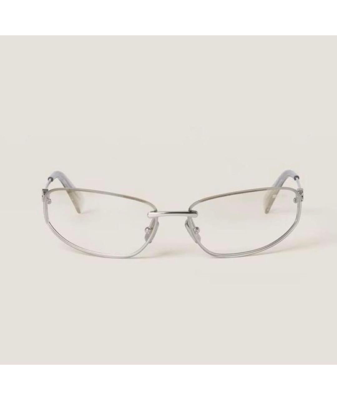 MIU MIU Серебряные металлические солнцезащитные очки, фото 2