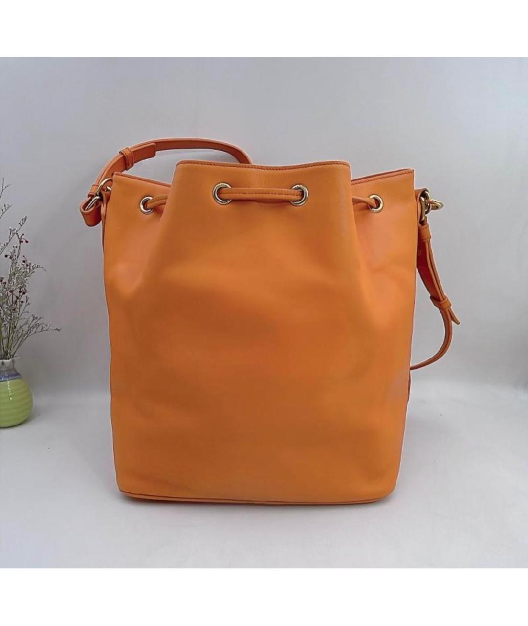 SAINT LAURENT Оранжевая кожаная сумка тоут, фото 4