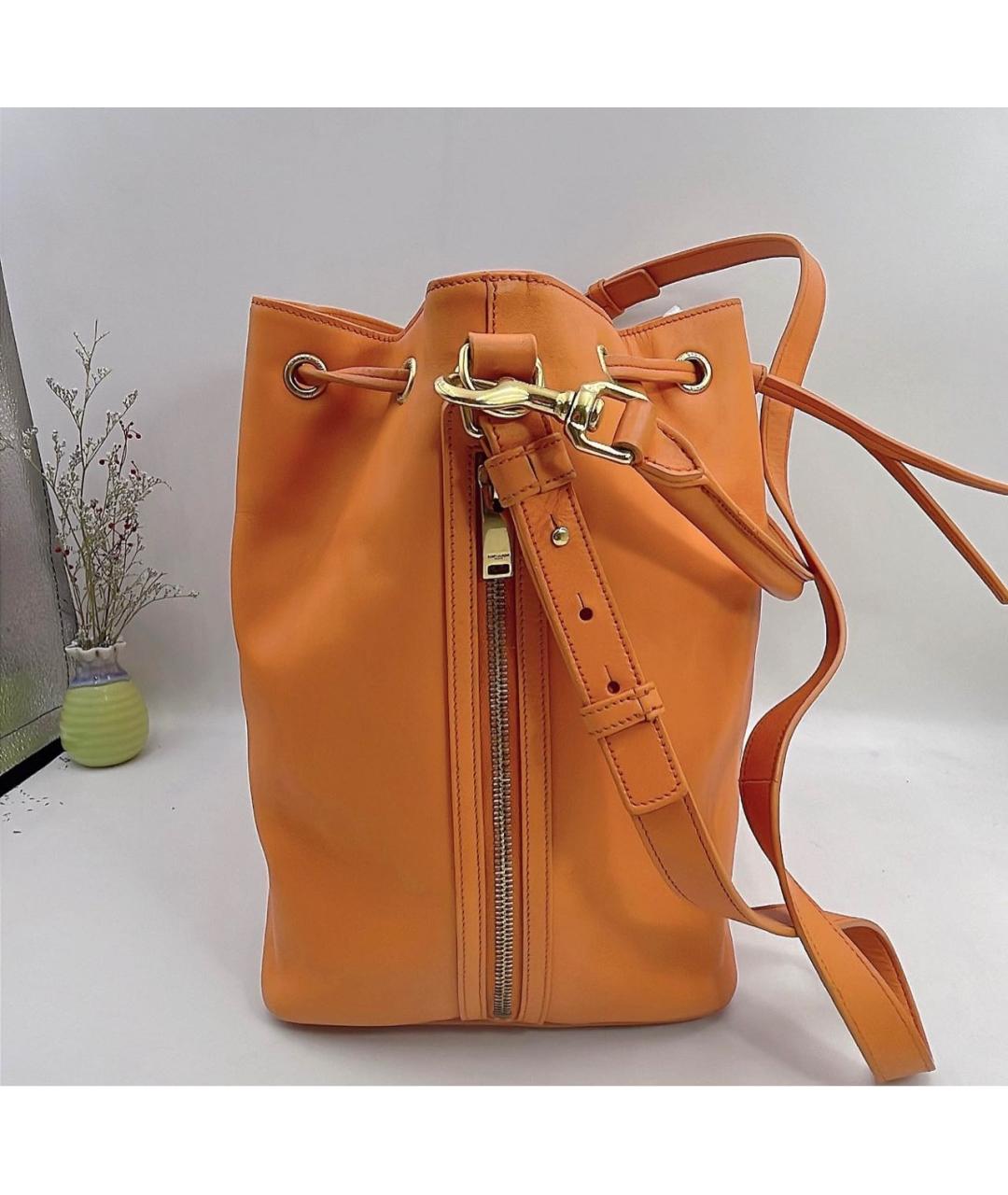 SAINT LAURENT Оранжевая кожаная сумка тоут, фото 7