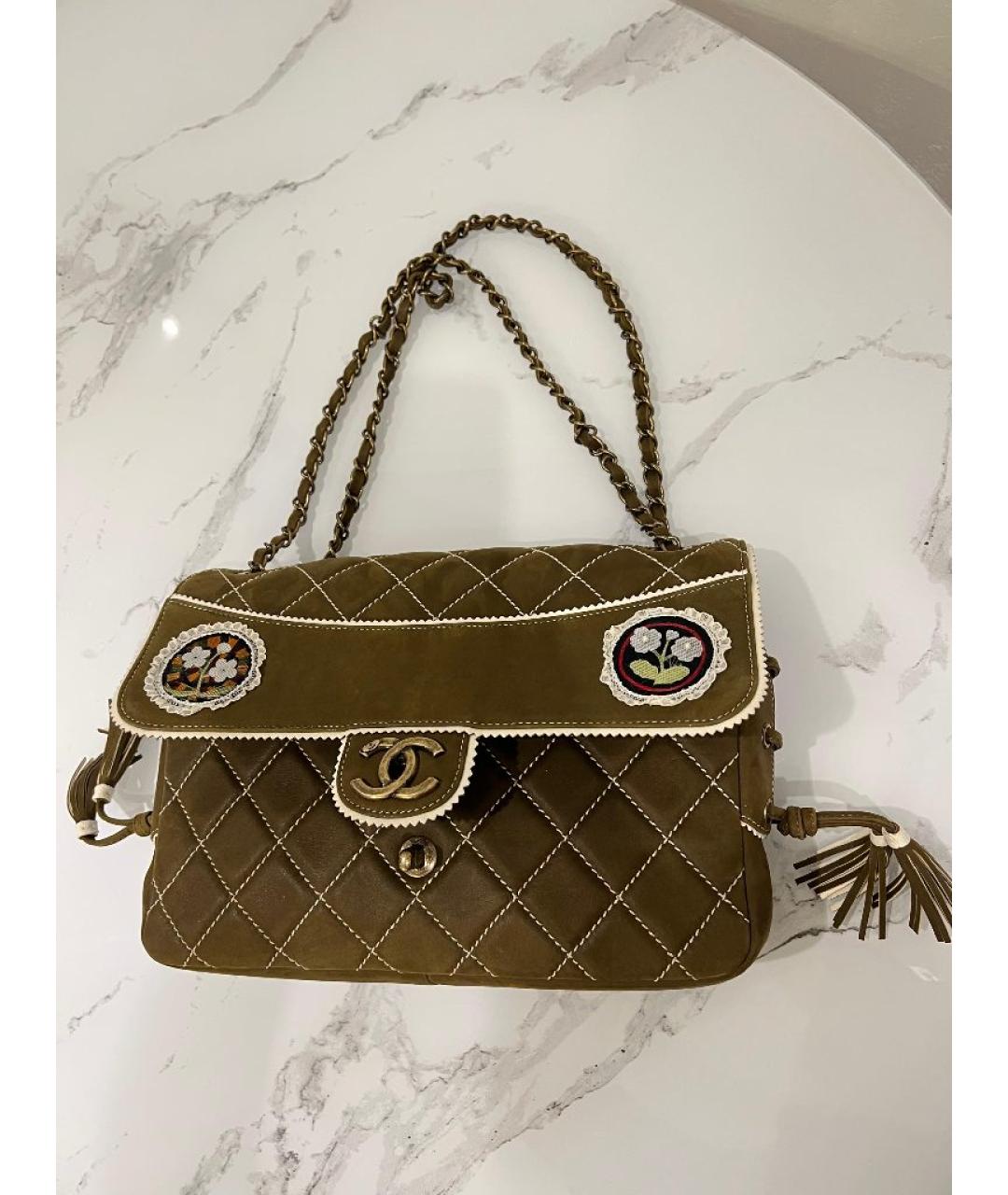 CHANEL Хаки сумка через плечо, фото 5